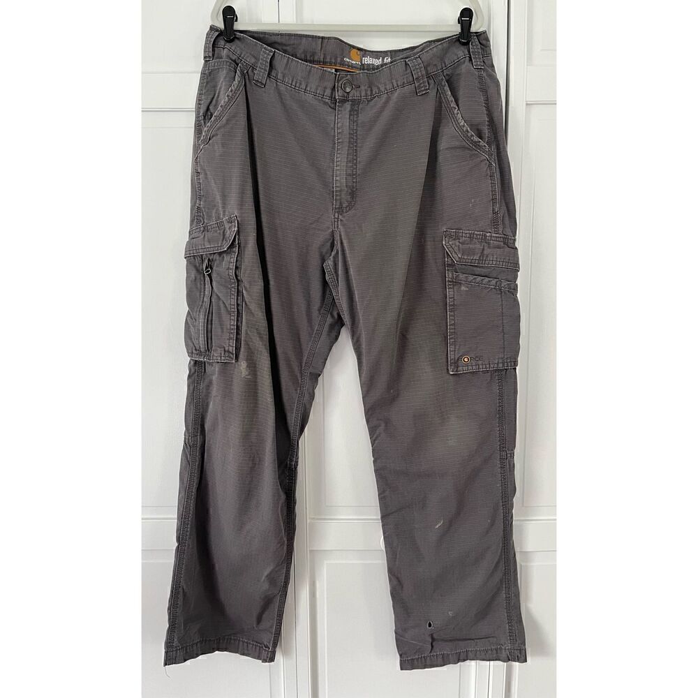 Carhartt Force Relaxed Fit Cargo Work Pant, 10 Pockets, Grey Men's Size 40 x 34